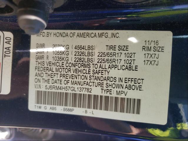 2016 HONDA CR-V 5J6RM4H57GL137782