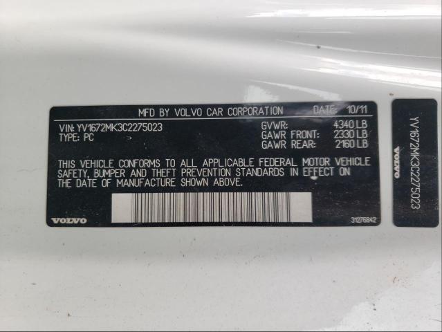 2012 VOLVO C30 T5 YV1672MK3C2275023