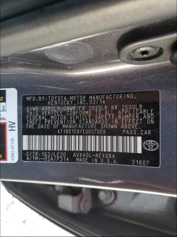2014 TOYOTA AVALON HYB 4T1BD1EB7EU027009
