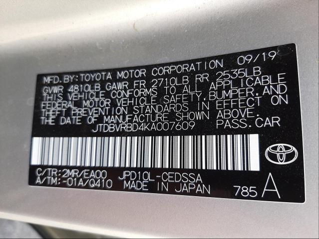 2019 TOYOTA MIRAI JTDBVRBD4KA007609
