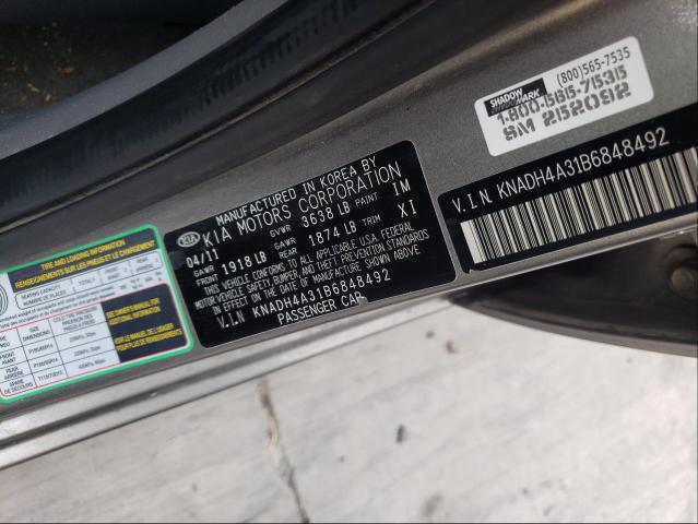 2011 KIA RIO BASE KNADH4A31B6848492