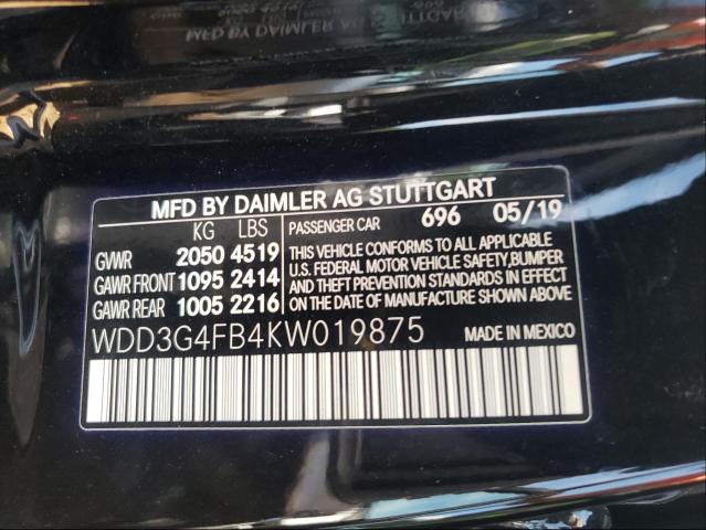 2019 MERCEDES-BENZ A 220 4MAT WDD3G4FB4KW019875