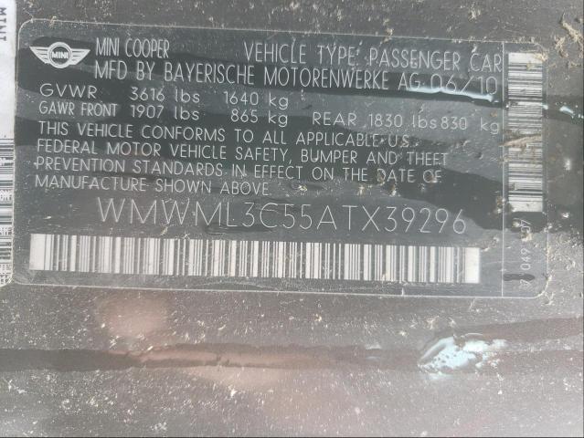 2010 MINI COOPER CLU WMWML3C55ATX39296