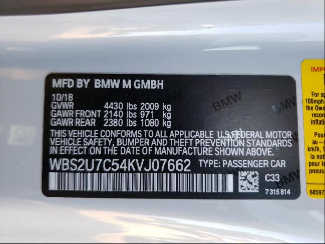 2019 BMW M2 COMPETI WBS2U7C54KVJ07662