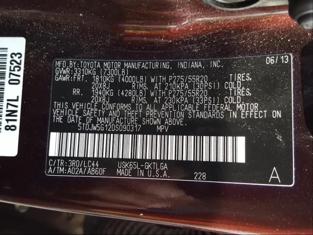 2013 TOYOTA SEQUOIA LI 5TDJW5G12DS090317