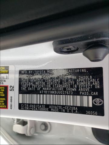 2018 TOYOTA CAMRY L/LE 4T1B11HK9JU027673