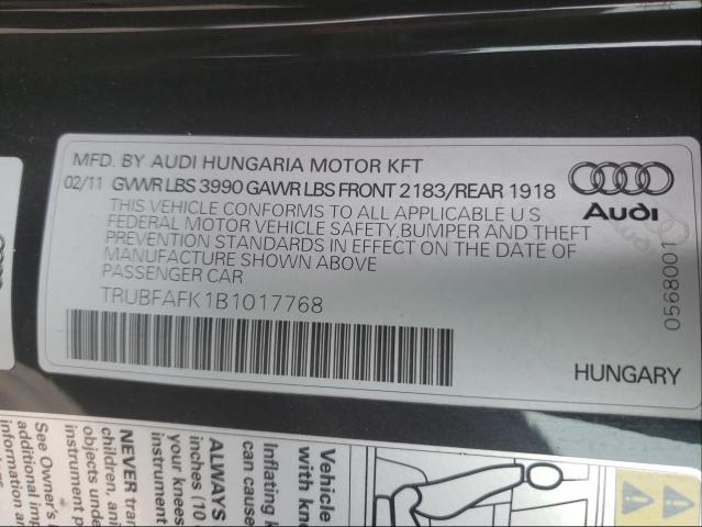 2011 AUDI TT PREMIUM TRUBFAFK1B1017768