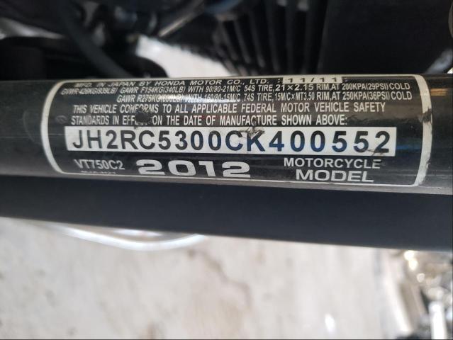 2012 HONDA VT750 C2 JH2RC5300CK400552