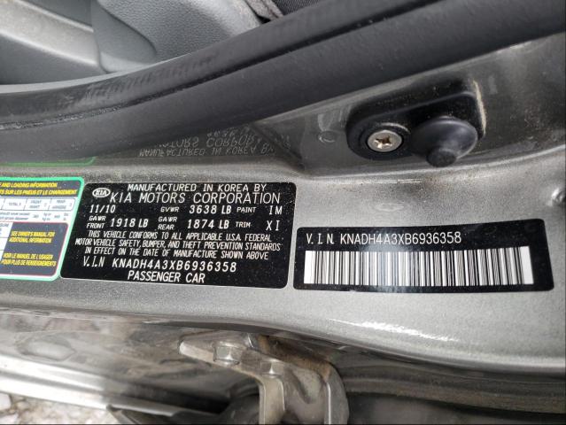 2011 KIA RIO BASE KNADH4A3XB6936358