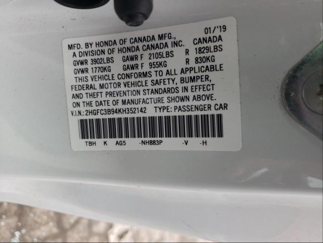 2019 HONDA CIVIC TOUR 2HGFC3B94KH352142
