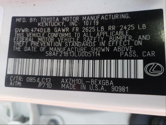 2020 LEXUS ES 300H UL 58AF21B13LU005114