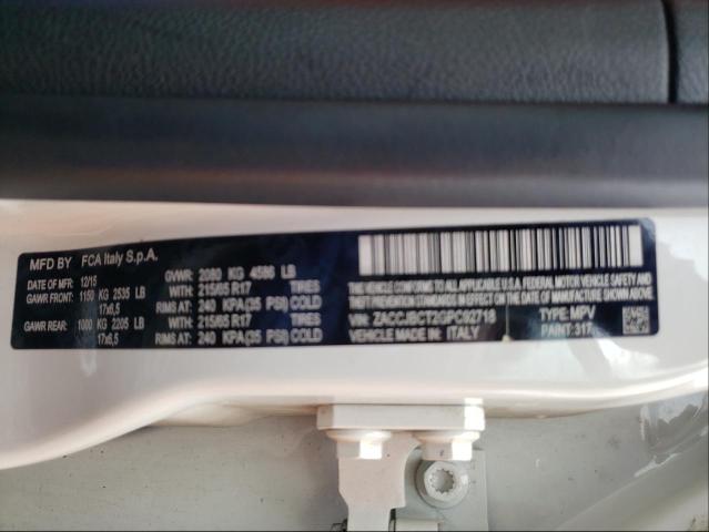 2016 JEEP RENEGADE T ZACCJBCT2GPC92718
