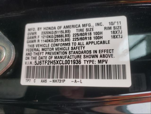 2012 HONDA CROSSTOUR 5J6TF2H5XCL001936