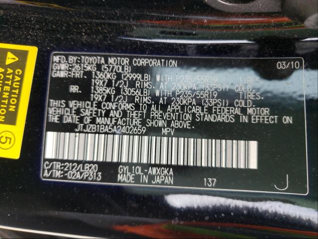 2010 LEXUS RX 450 JTJZB1BA5A2402659