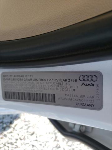 2012 AUDI A6 WAUBGAFCXCN019722