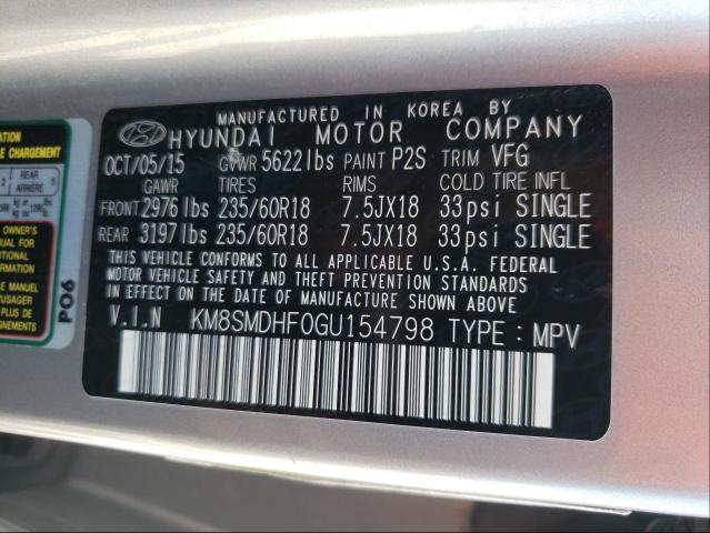 2016 HYUNDAI SANTA FE KM8SMDHF0GU154798