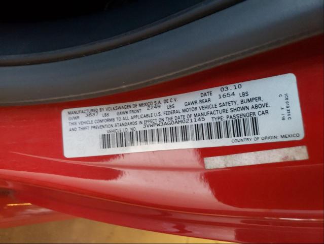 2010 VOLKSWAGEN NEW BEETLE 3VWPW3AG0AM021145