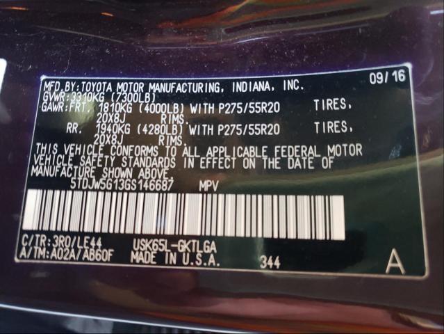 2016 TOYOTA SEQUOIA LI 5TDJW5G13GS146687