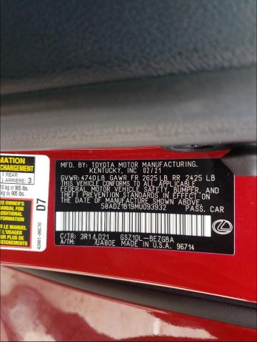 2021 LEXUS ES 350 BAS 58ADZ1B19MU093932