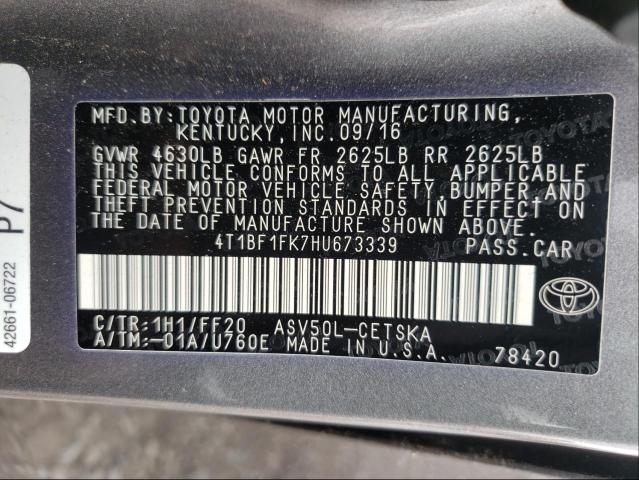 2017 TOYOTA CAMRY LE/X 4T1BF1FK7HU673339