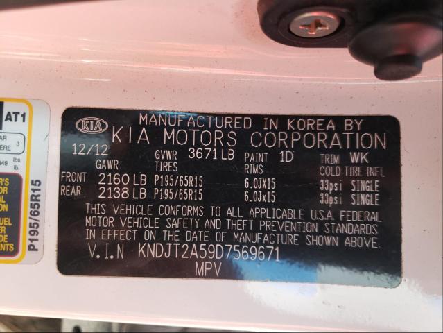 2013 KIA BORREGO KNDJT2A59D7569671