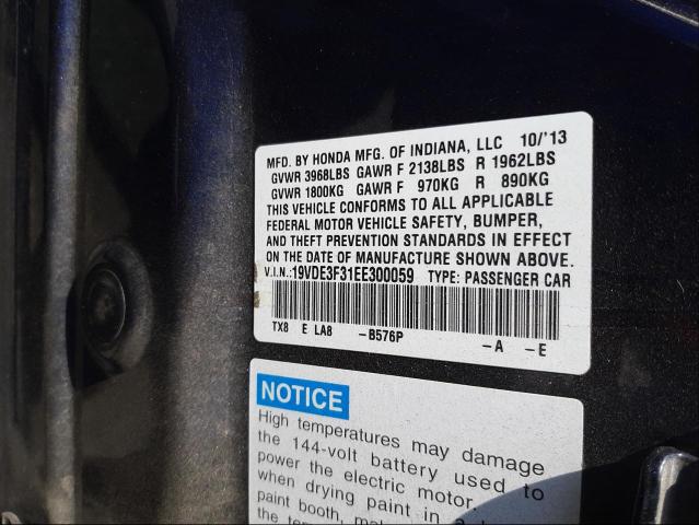 2014 ACURA ILX HYBRID 19VDE3F31EE300059