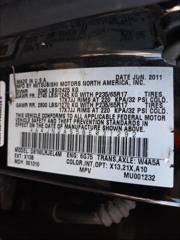 2011 MITSUBISHI ENDEAVOR L 4A4JN2AS5BE031292