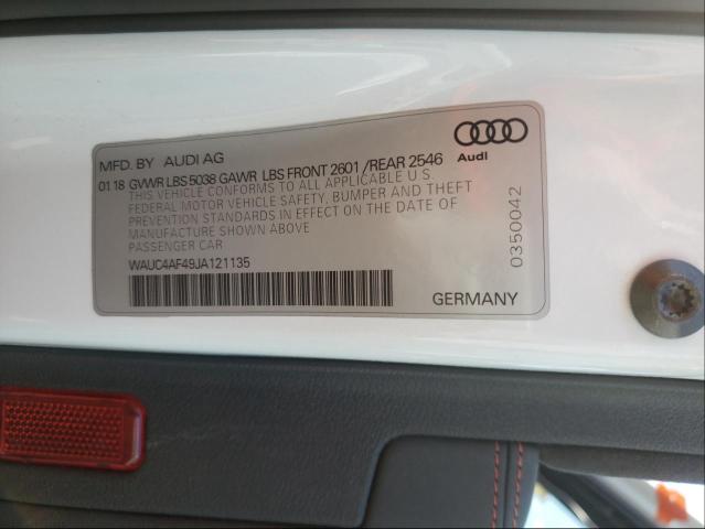 2018 AUDI S4 PRESTIG WAUC4AF49JA121135