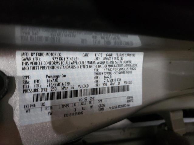 1FADP3F20GL237920 FORD FOCUS 2016
