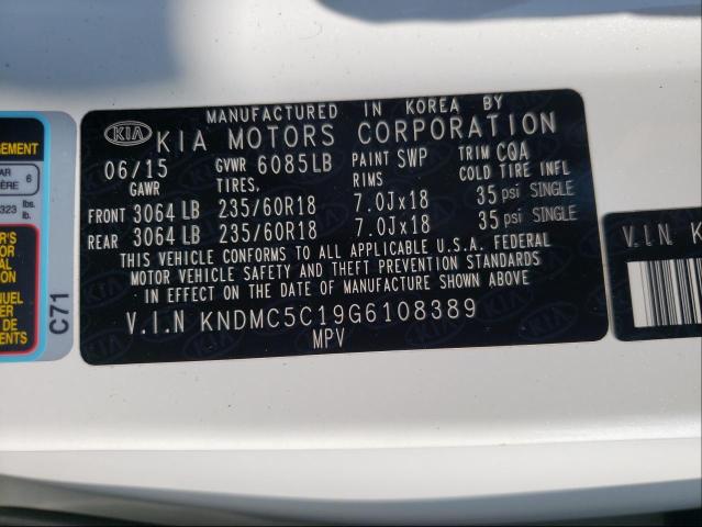 2016 KIA SEDONA EX KNDMC5C19G6108389