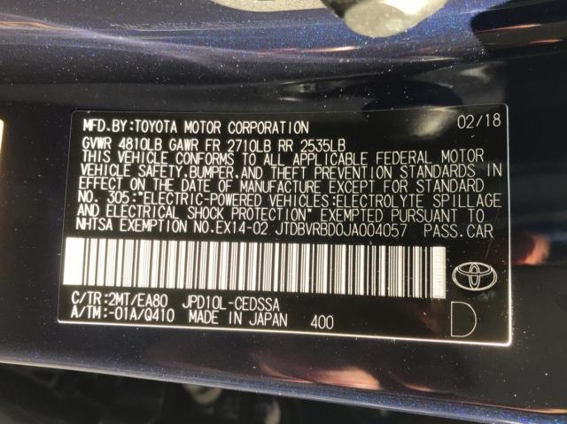 2018 TOYOTA MIRAI JTDBVRBD0JA004057