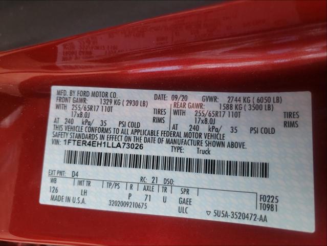 2020 FORD RANGER XL 1FTER4EH1LLA73026