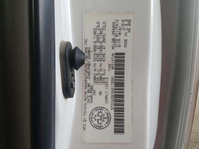 VIN: 5TDZA29C84S179551 Auction: COPART UAE Lot: 54905511 Location: DUBAI INDUSTRIAL CITY - DUBAI 5TDZA29C84S179551 TOYOTA SIENNA 2004 WHITE Photo 11