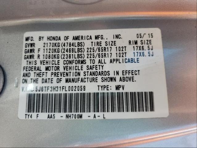 2015 HONDA CROSSTOUR 5J6TF3H31FL002059