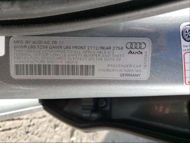 2012 AUDI A6 WAUBGAFC4CN005783