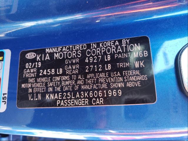 2019 KIA STINGER PR KNAE25LA3K6061969
