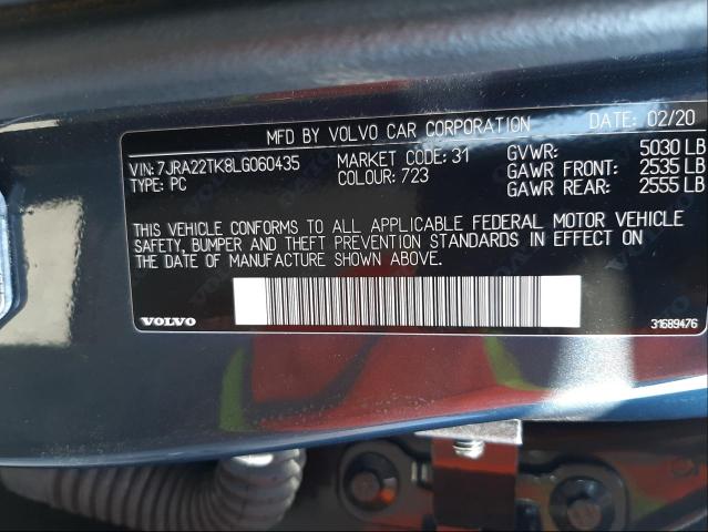 2020 VOLVO S60 T6 MOM 7JRA22TK8LG060435
