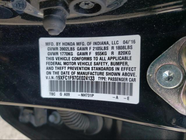 19XFC1F97GE024133 HONDA CIVIC 2016