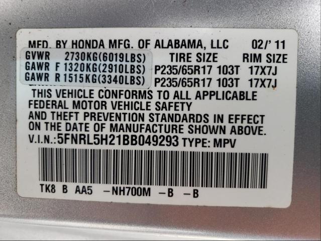 2011 HONDA ODYSSEY LX 5FNRL5H21BB049293