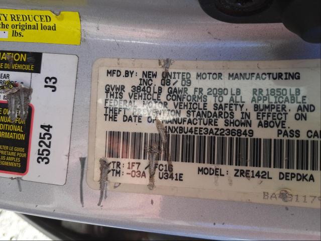 2010 TOYOTA COROLLA BA 1NXBU4EE3AZ236849