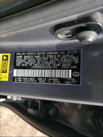 2012 LEXUS CT200H JTHKD5BH3C2083184