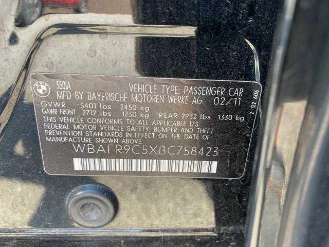 2011 BMW 550 I WBAFR9C5XBC758423