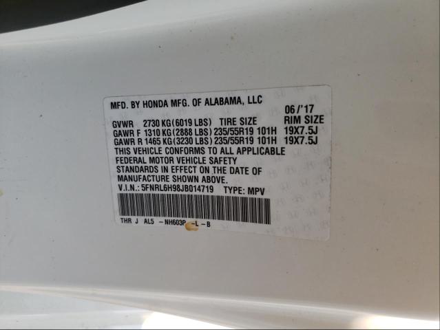 2018 HONDA ODYSSEY EL 5FNRL6H98JB014719