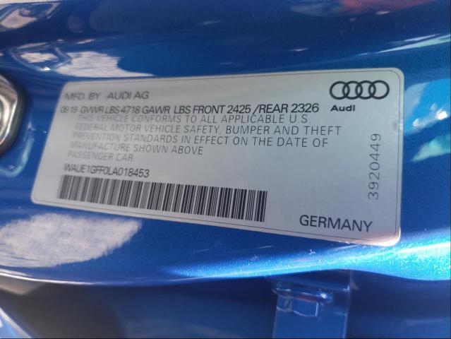 2020 AUDI S3 PREMIUM WAUE1GFF0LA018453