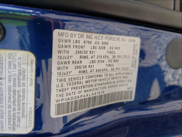 2010 PORSCHE CAYENNE GT WP1AD2AP4ALA61916