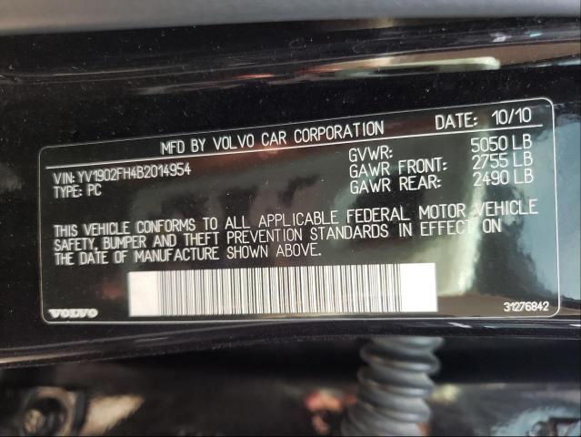 2011 VOLVO S60 T6 YV1902FH4B2014954