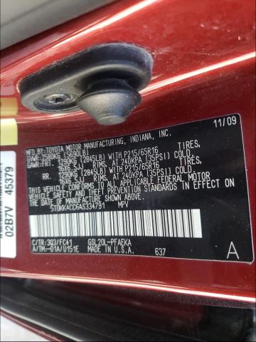 2010 TOYOTA SIENNA CE 5TDKK4CC6AS334791