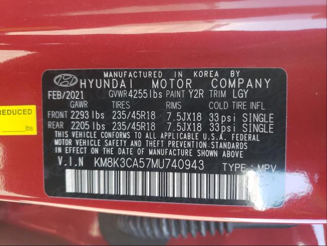 2021 HYUNDAI KONA LIMIT KM8K3CA57MU740943