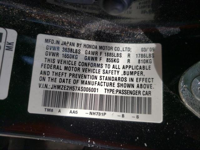 2010 HONDA INSIGHT LX JHMZE2H57AS006001