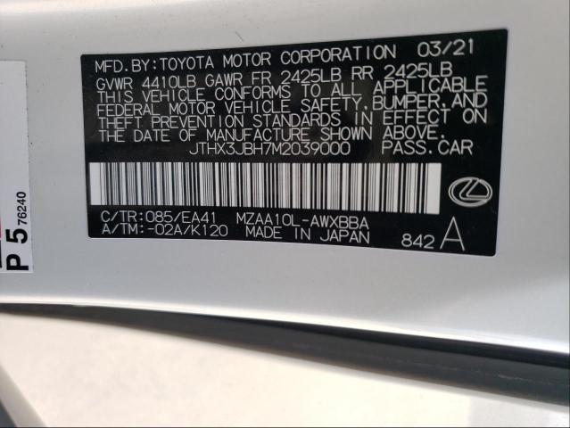 2021 LEXUS UX 200 JTHX3JBH7M2039000